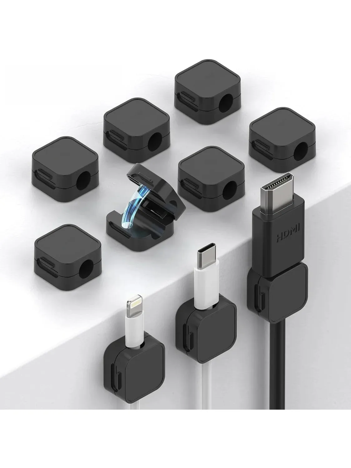​ Clips de câble magnétiques, support de cordon réglable | Organisateur adhésif sous le bureau Mgmt, pour maison, bureau, mur de voiture, table de nuit ​ ​