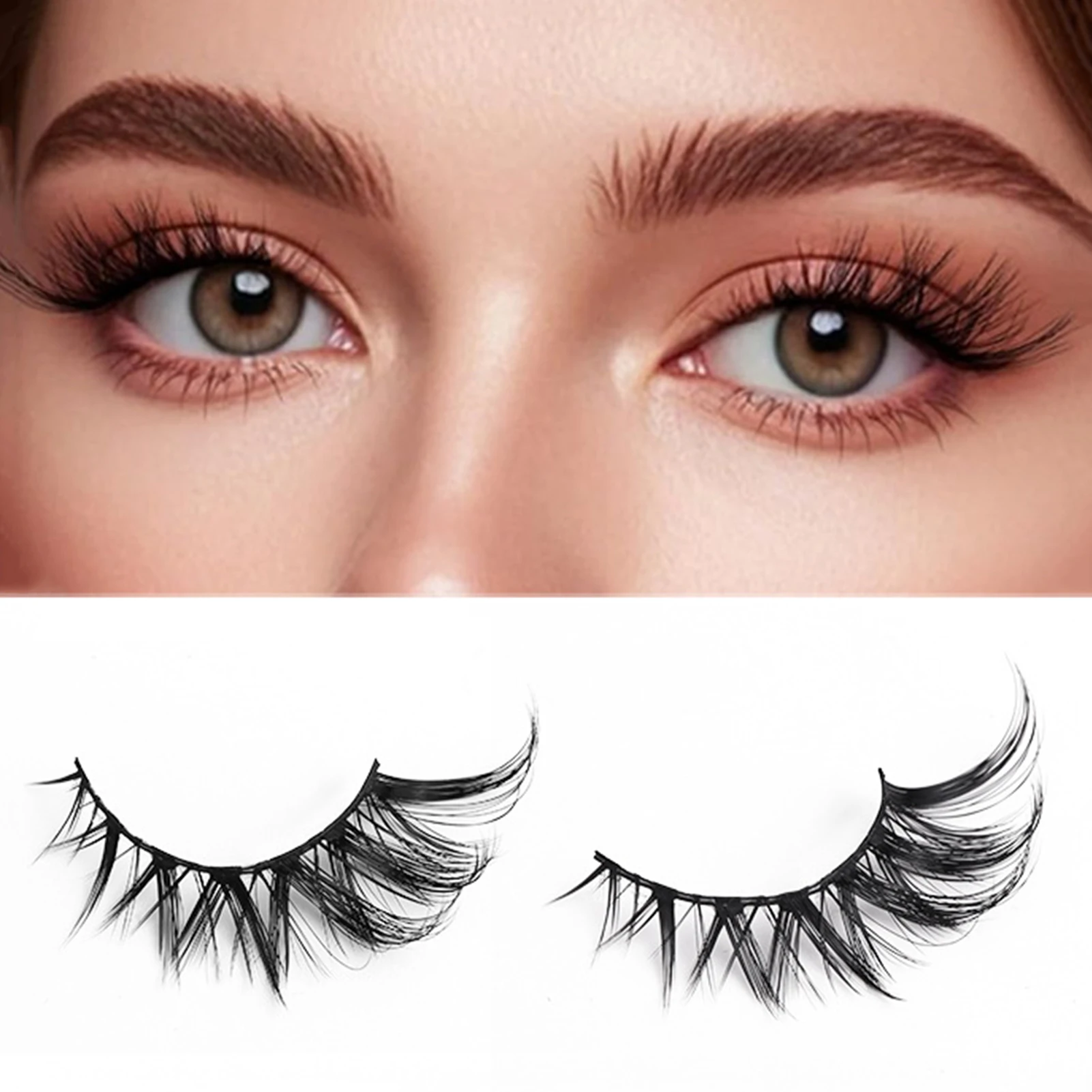 フォックススタイルつけまつげ ブラック 太くカールしたつけまつげ ソフトな漫画風つけまつげ デイリーメイクやステージメイク用