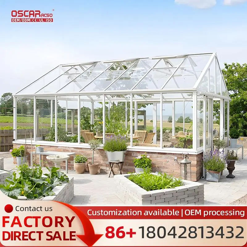 

Slant Roof Glass Attachment to House Aluminum Alloy Glass Sunroom for Balconies Gardens Courtyards Outdoor Relaxing Sunny Retrea