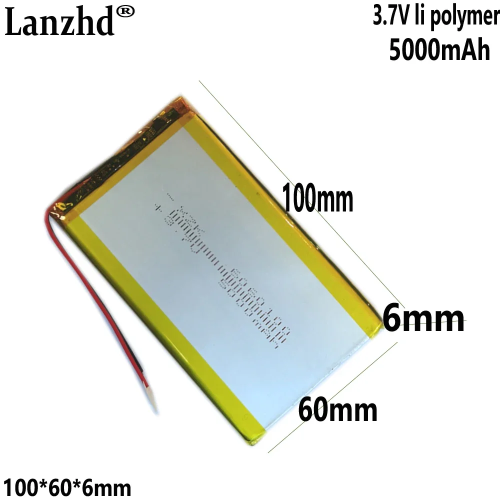 

1-12PCS Li Polymer 3.7v 5000mAh 6060100 Rechargeable Lipo Battery For GPS MP4 Camera Power Bank Tablet Electric Toys PAD DVD