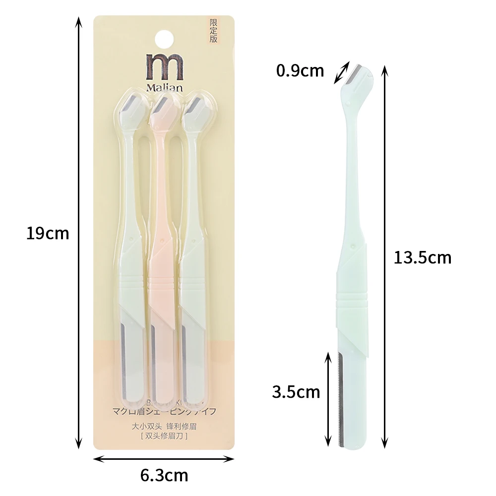 3 Pieces Of Eyebrow Trimmers, Double-Headed Sharp Blades, Safety Net, Professional Eyebrow Trimmer, Portable Eyebrow Makeup Tool