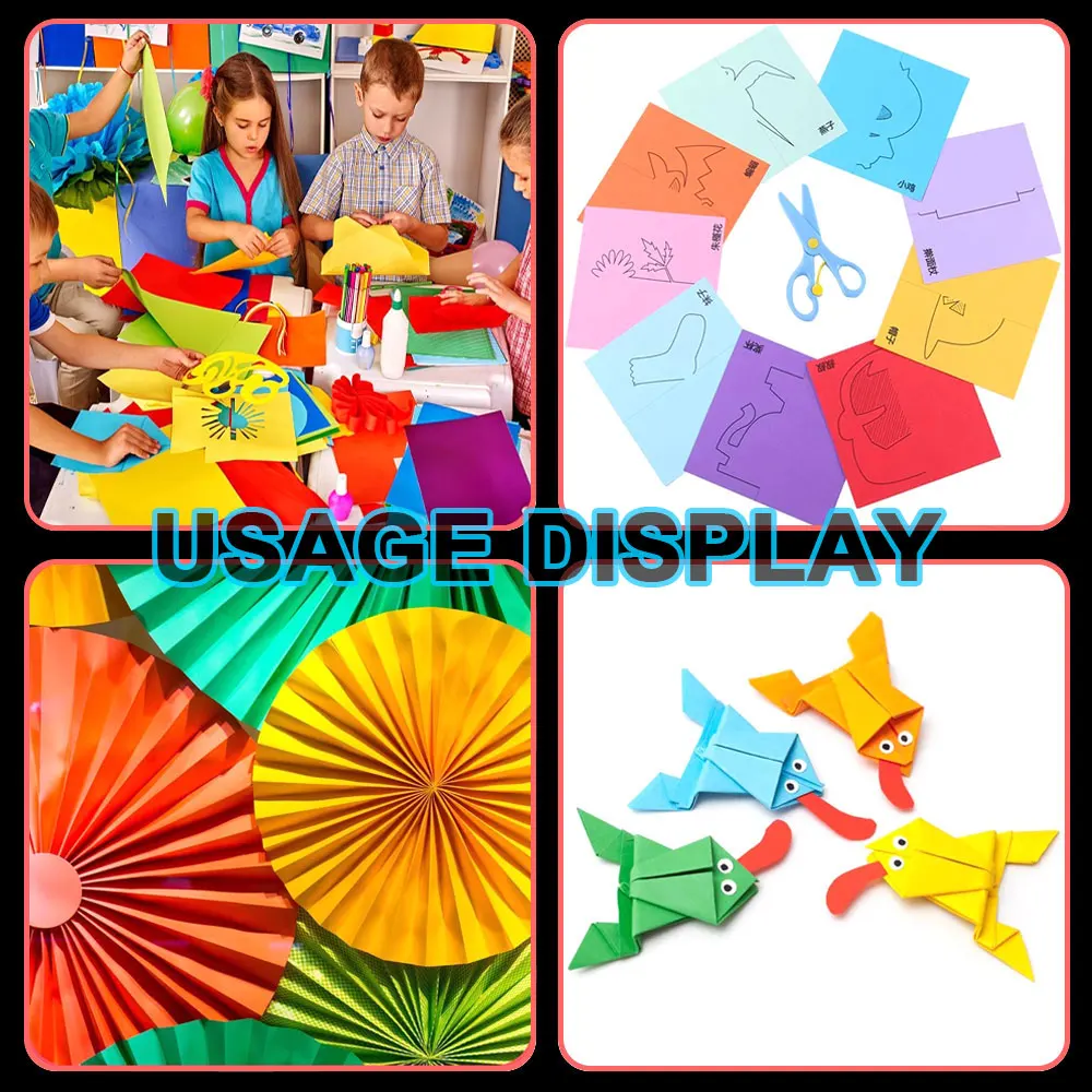 For Fun 10 Colors 100 Sheets Double Sides Colored Paper 20x20cm Square Origami Children\'s Handmade Origami DIY Paper Cutting