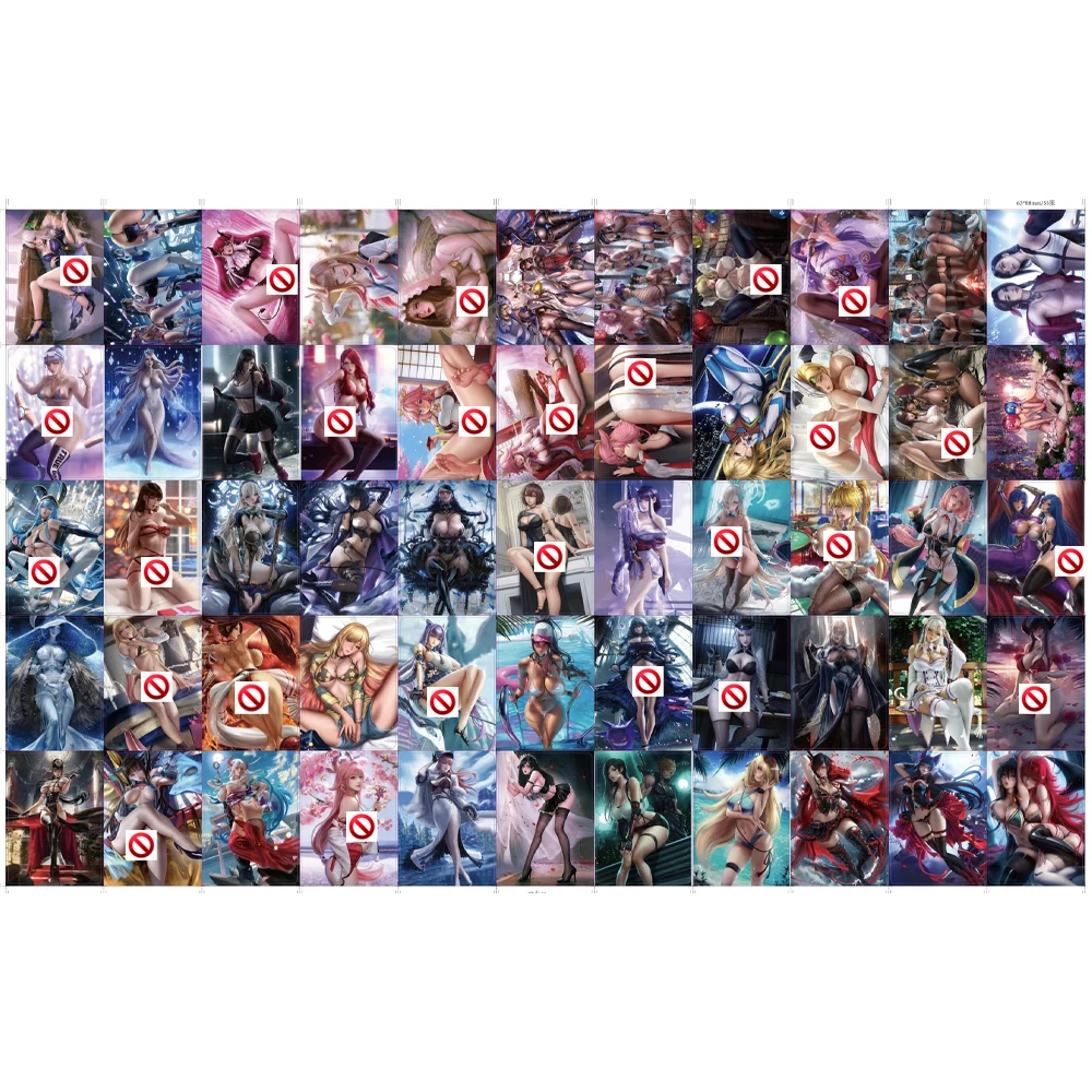 

55Pcs/set Anime Girls Flash Cards ACG Tifa Yor Forger Kitagawa Marin Genshin Beelzebul Game Anime Collection Cards Gift Toys