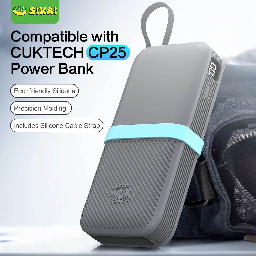 

SIKAI Silicone Case Shockproof Protective Cover Portable Charger Power Bank Case for CUKTECH CR25 Power Bank