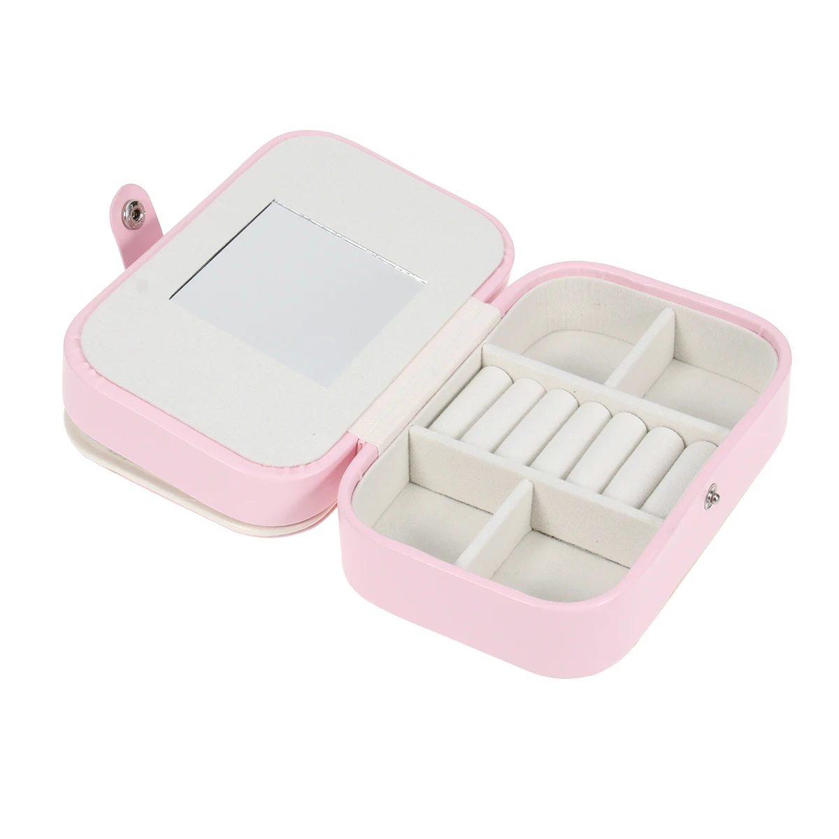 

Portable Mini PU Jewelry Box Double Layer Circular Bead Retro Design Travel Case Bright Color Small Size Storage for Necklaces