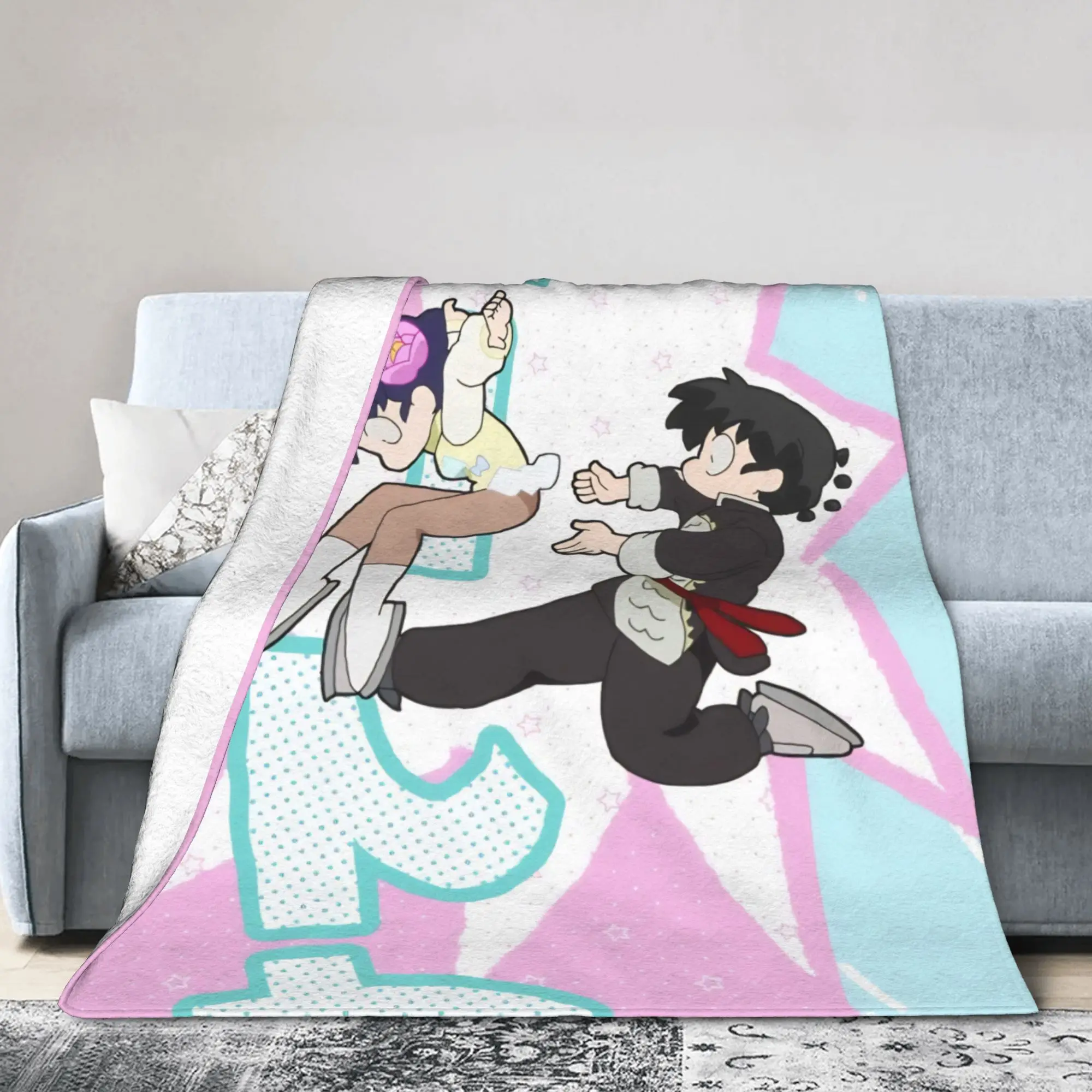 Ranma Japanese Anime Blanket Velvet All Season  Portable Ultra-Soft Throw Blanket for Sofa Office Bedding Throws