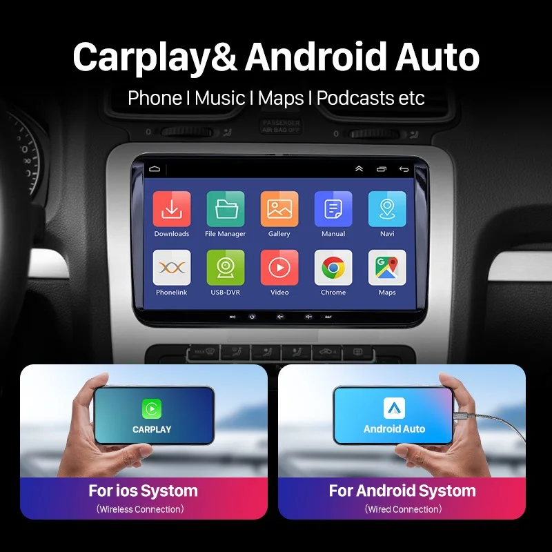 Android 13 2Din Car Multimedia player For VW/Volkswagen/Golf/Polo/Tiguan/Passat/b7/b6/SEAT/leon/Skoda/Octavia Radio GPS