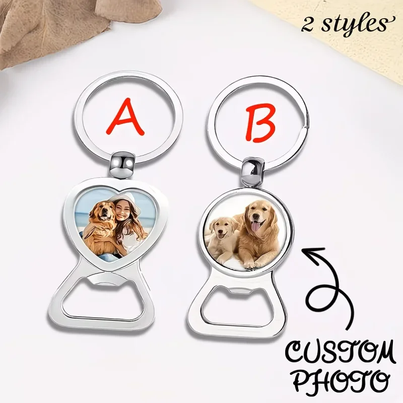 Personalized Photo Bottle Opener Keyring Custom Picture Portable Keychain Romantic Souvenir Gift for Couple Anniversary Birthday