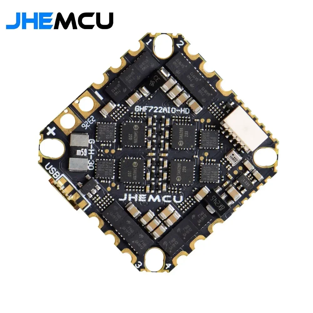 JHEMCU GHF722AIO-HD F722 AIO Controllore di volo - Baro, OSD BlackBox 40A 4in1 ESC, ingresso 2-6S per droni FPV Freestyle Cinewhoop