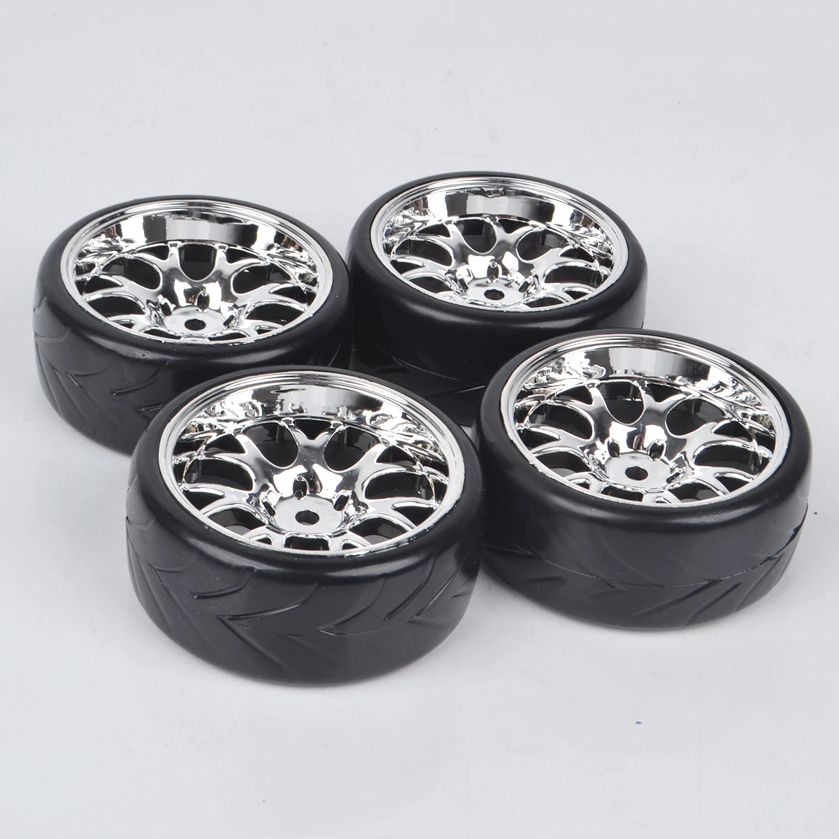4PCS 1/10 On Road Tires & Wheels Rims 12mm Hex Hub for Traxxas 4tec Tamiya TT02 HPI HSP Kyosho MST Redcat Drifting Racing Cars