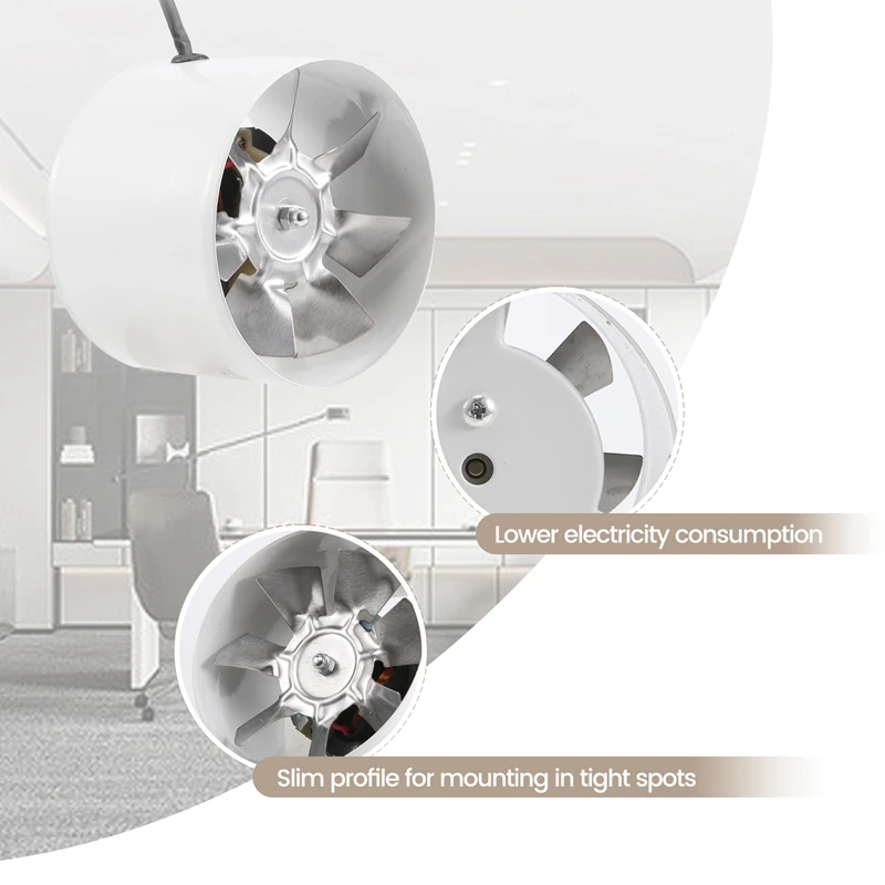 인라인 덕트 선풍기 부스터 배기 송풍기, 공기 냉각 벤트, 흰색, 220V