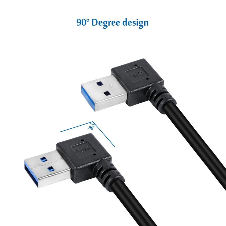 Adaptador de cable de extensión USB 3,0 macho a hembra, codos superior, inferior, izquierdo y derecho, 90 grados, USB 3,0, ángulo recto de datos