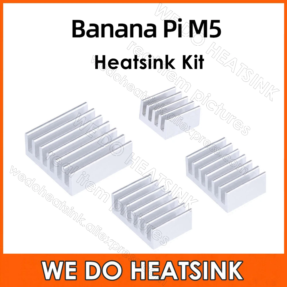 WE DO HEATSINK 1 Set DIY All Aluminum Heatsink Kit Set With Thermal Adhesive Tape for Banana Pi M5 CPU IC Cooling