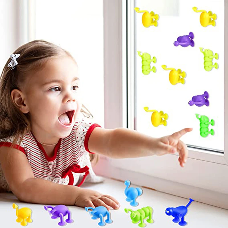 9PCS/Set Mini Animal Shaped Suction Cup Toys,Multicoloured Building Blocks Pop Sucker Toy for Kids,Parent-child Interactive Game