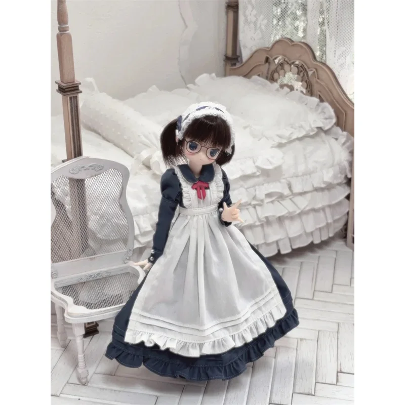 فستان 4-قطعة مجموعة azone/ob22 ملابس دمى أسود أزرق وردي خادمة التفوق متعدد الألوان زي دمى هدايا اكسسوارات