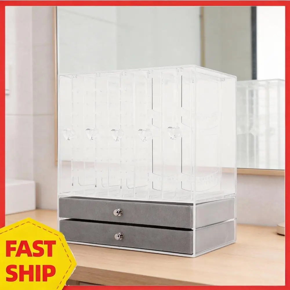 

Вертикальная подставка для серег с выдвижными ящиками, органайзер для украшений, коробка для хранения браслетов, колец и длинных ожерелий