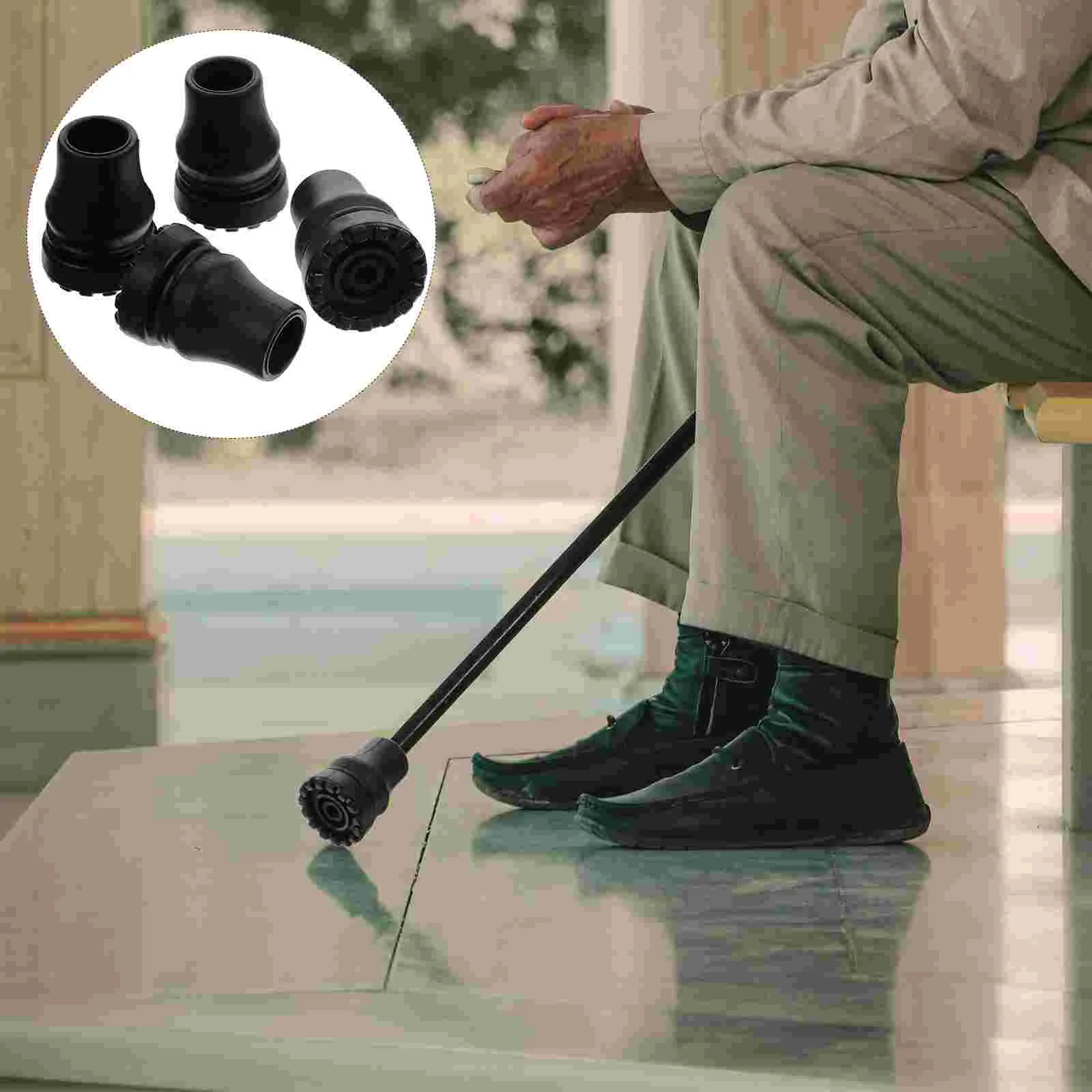  4 Pcs Crutch Pads Toe Heel Walking Stick Skid-proof Plastic Tip Foot Anti-skid Floor Mat