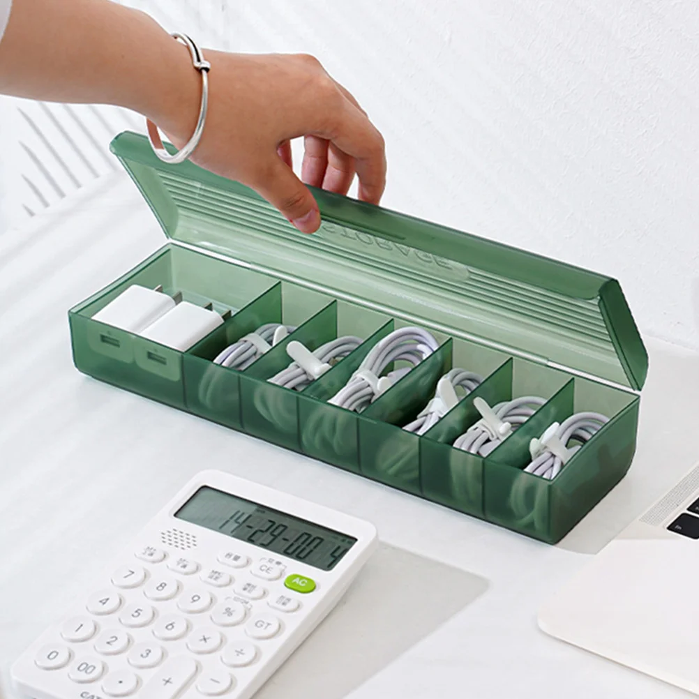 

2Pcs Cable Management Box Sturdy Drop-Resistant Smooth Edges Storage for Data Cables Headphones Lipstick Pencils Clips