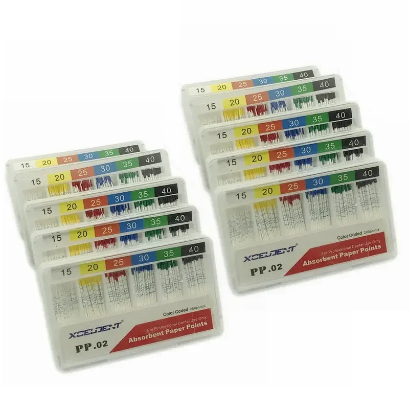 10 Boxen/2000 Stück Dentalmaterial saugfähige Papierpunkte Zahnarztprodukte 0,02 Taper Dental Paper Point