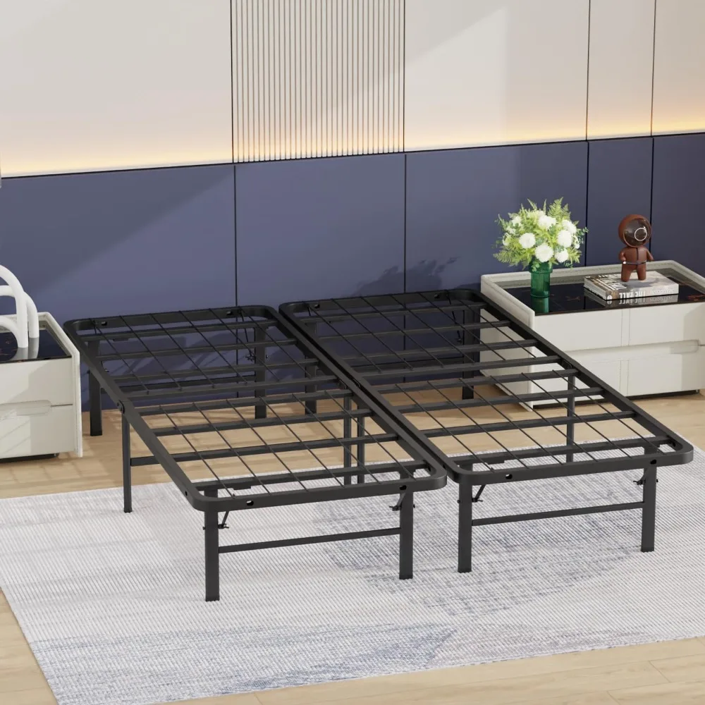 

Queen-size Bed Frame, Metal Construction, Heavy-duty Steel Frame, 12 Legs, Foldable Design, and Under-bed Storage Space