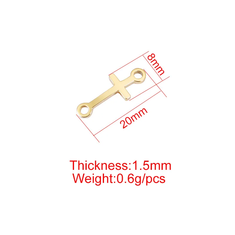 304 스테인레스 스틸 크로스 참 펜던트 태그, DIY 쥬얼리 조사 액세서리, 20x8mm, 5 개