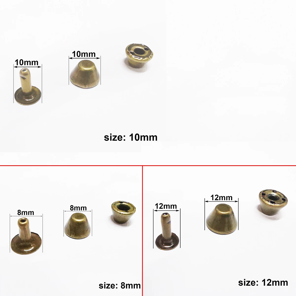 100sets Metal Bucket Shaped Rivets Studs Flat head Rivets For DIY Leather Craft Bag Belt Garments Hat Shoes Pet Collar Decor