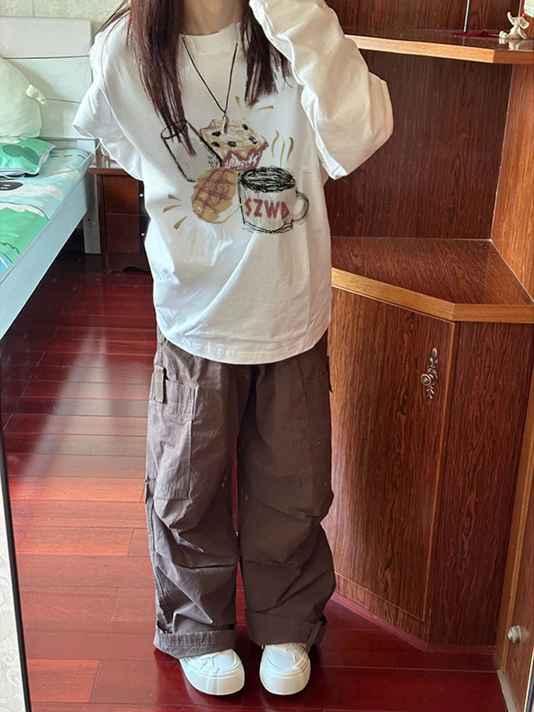 

Long Sleeve T-Shirts Womens Elegant Ruffled Cotton Tops Slim Fit Comfortable Breathable Retro Spring Daily Office Style Work