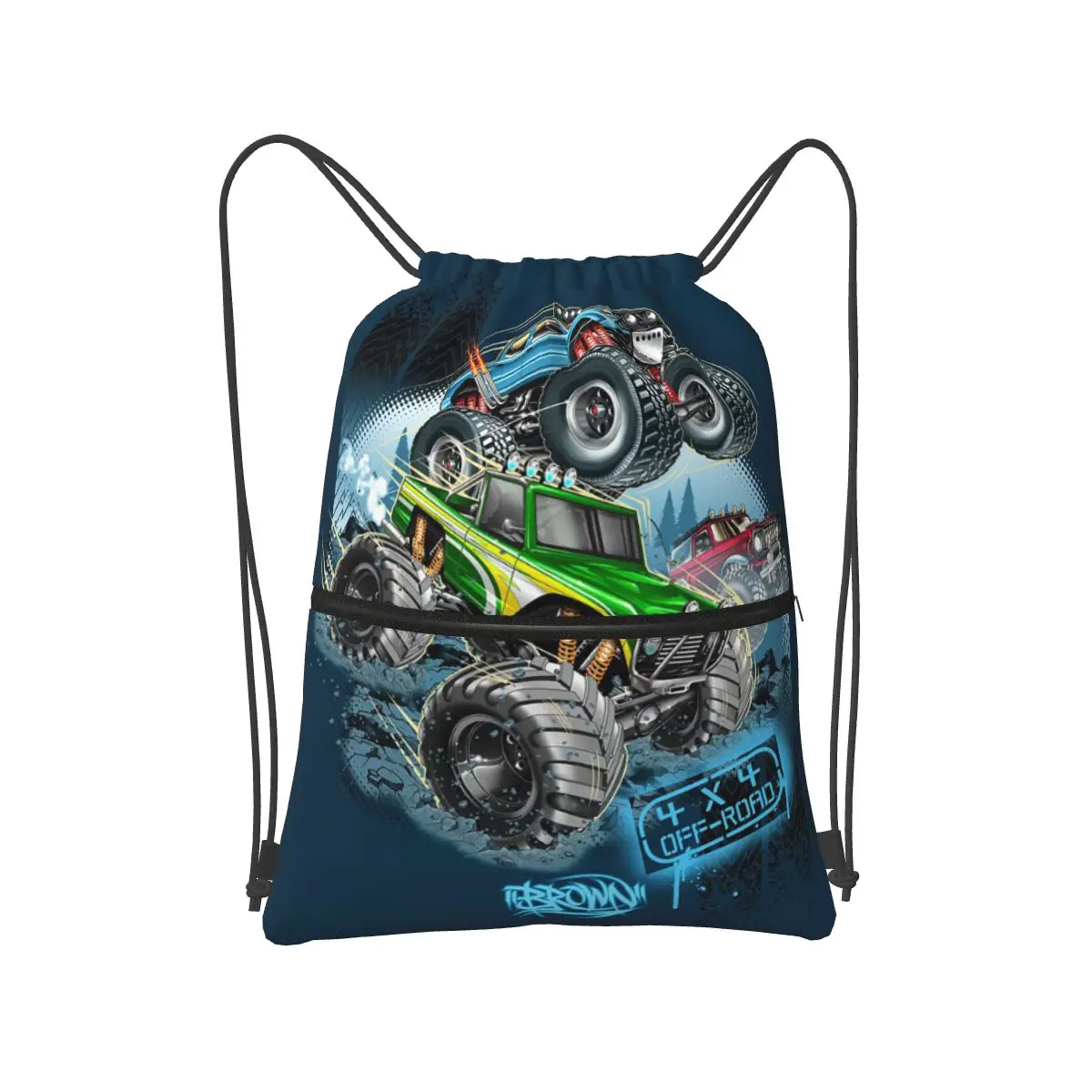 

Classic Monster Jam Truck Pattern Backpacks Portable Drawstring Bundle Pocket Shoes Bag Book Bags for Travel School