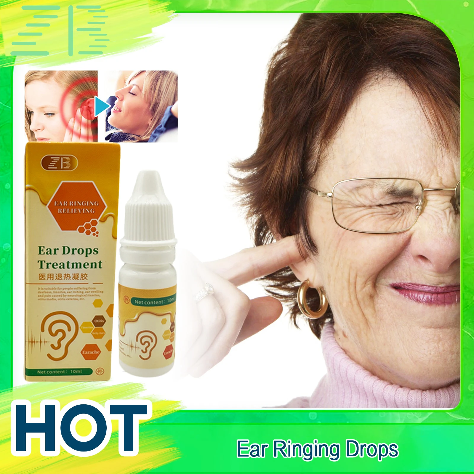 10ml Otitis Media Cure Ear Drop Ear Pain Itching Acute Otitis Bacterial Infection Treatment Ear Wax Cleaner Remover Drops