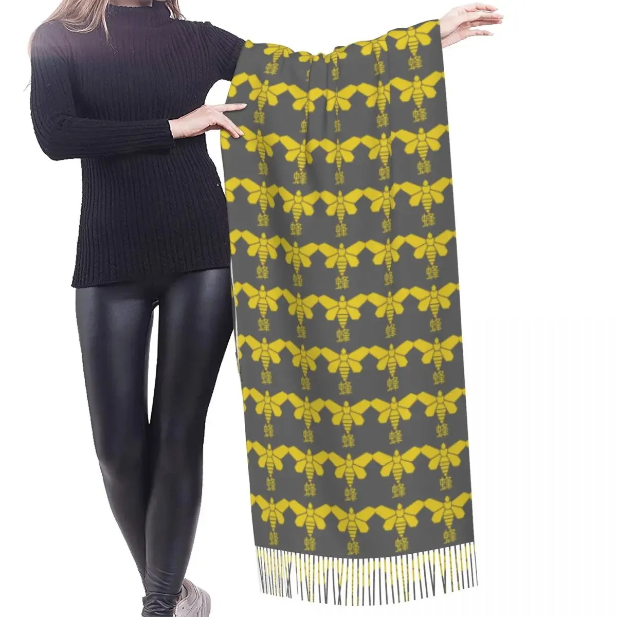 Methylamine Bee Tassel Scarf Women Soft  Tv Show Shawl Wrap Lady Winter Fashion Versatile Gift Scarves