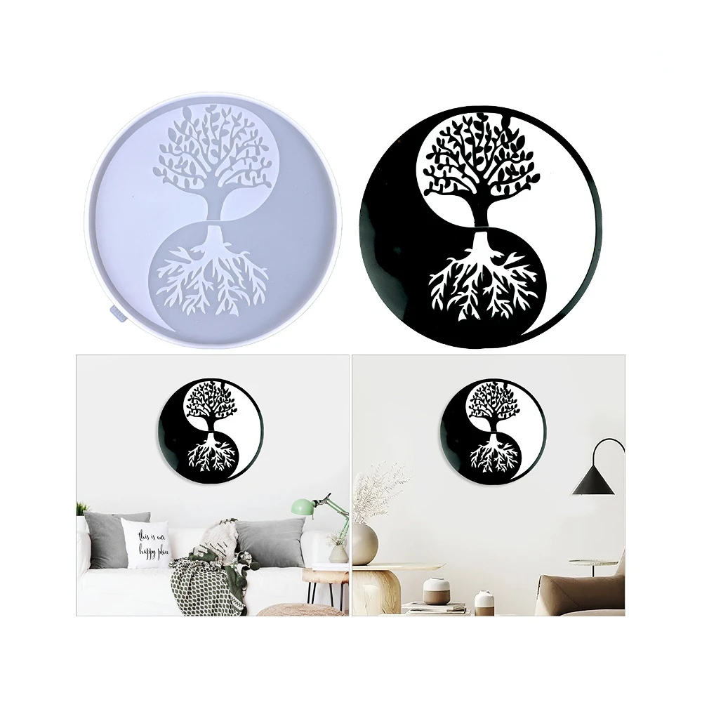 

Life Tree Wall Hanging Silicone Mold DIY Handcrafted Round Yin Yang TreeWall Decoration Pendant Epoxy Resin Molds