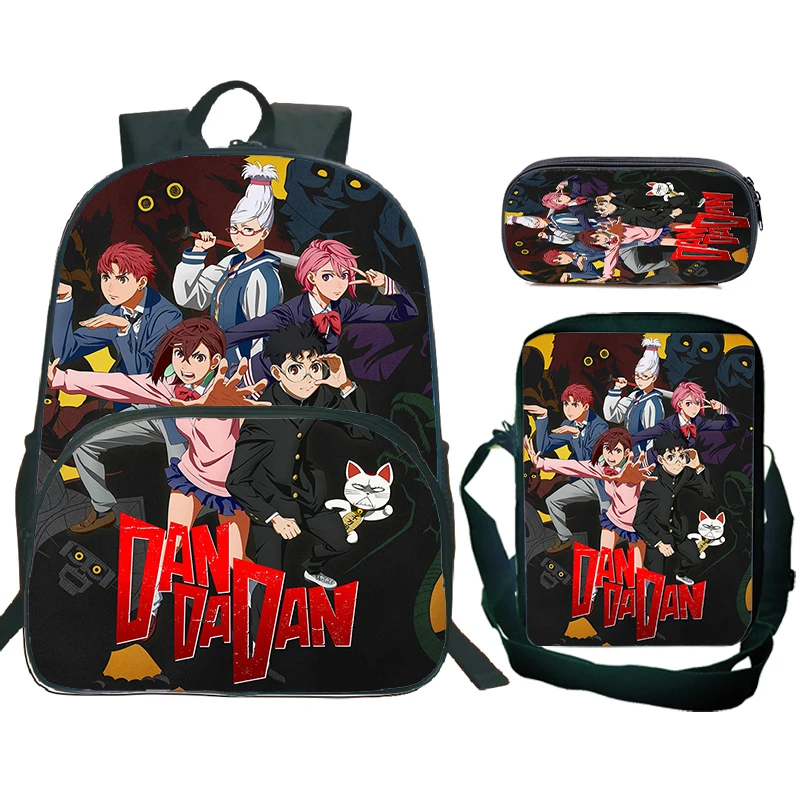 Anime Dandadan Child Backpack with Front Pocket Shoulder Bags Pencil Bag Student Bookbag Cartoon Manga School Bags for Boys Girl
