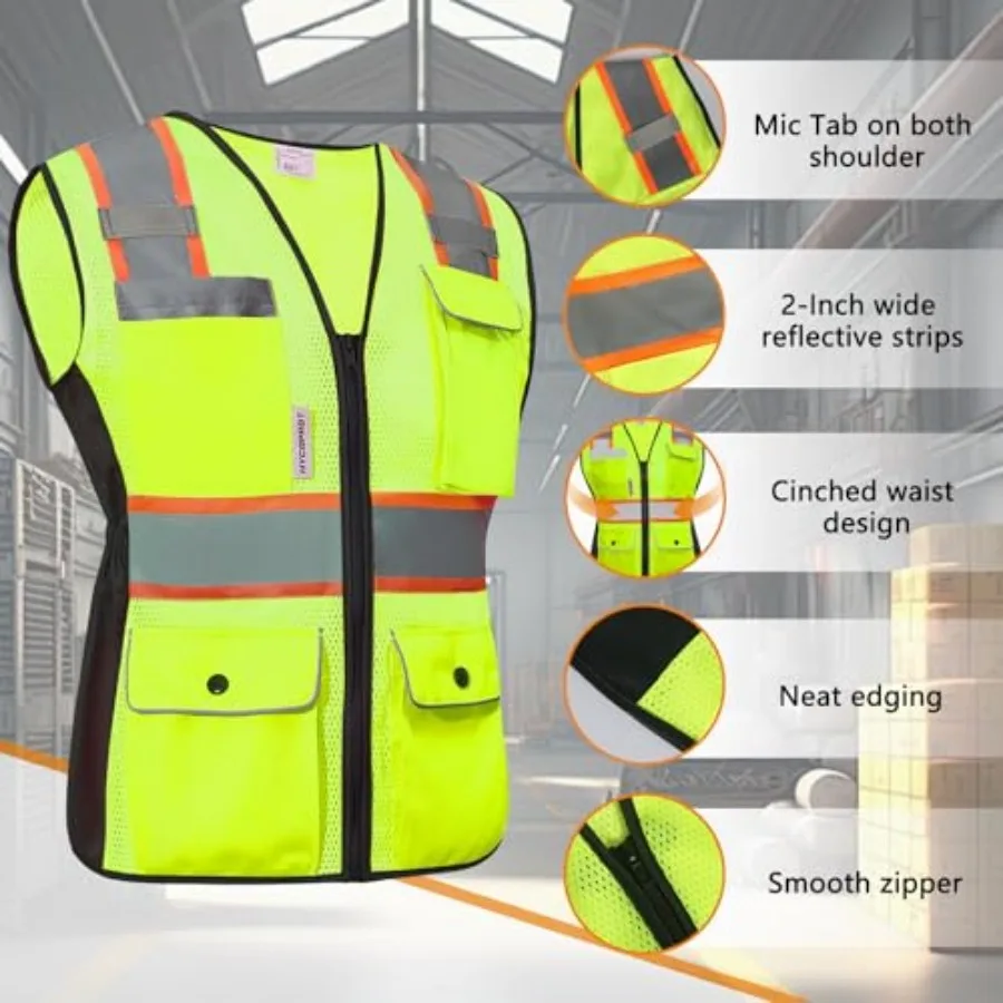HYCOPROT Safety Vest for Women Mesh Reflective Lady High Visibility Construction Work Vest Meets ANSI/ISEA Standards