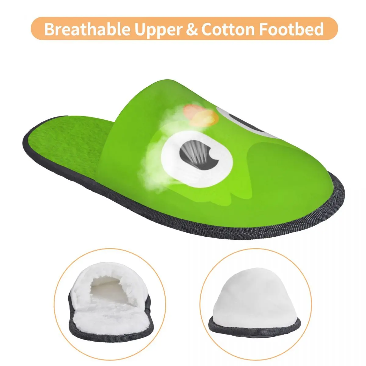 Winter Home Cotton Slippers Duolingo Face Merch Household Fur Slippers Slides Bedroom Cartoon Cozy Non-skid Slides