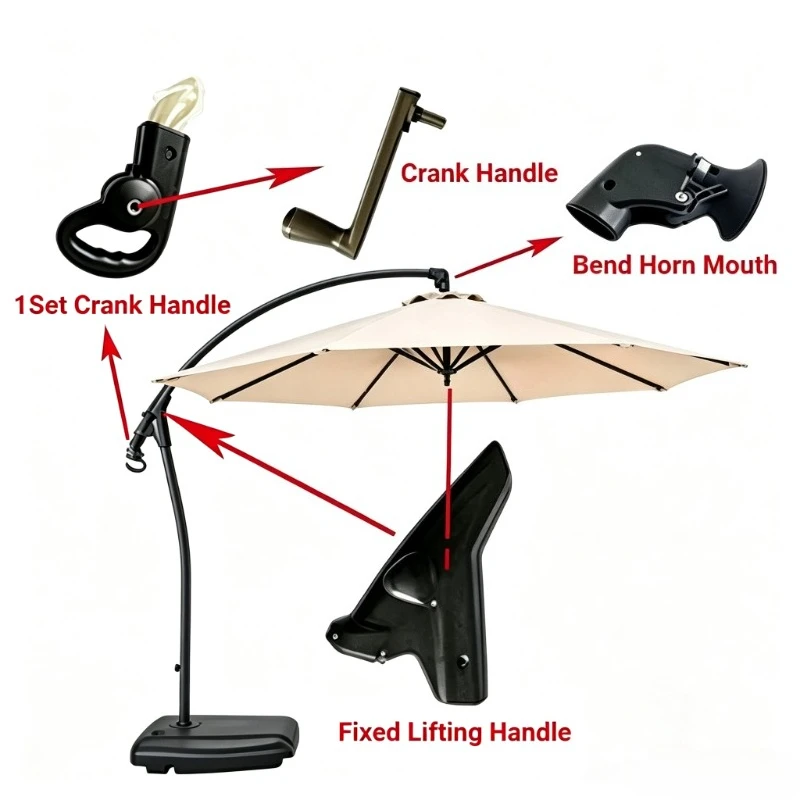 1PCS Outdoor Patio Umbrella Accessories for Courtyard Garden Camping Tents Balcony Lawn Parasol Hand Crank Replace Parts