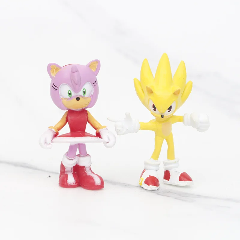 12pcs/set Sonic PVC Action Figures Cake Decorations Hedgehog Model Doll Anime Peripherals Toy Collection Ornaments Children Gift