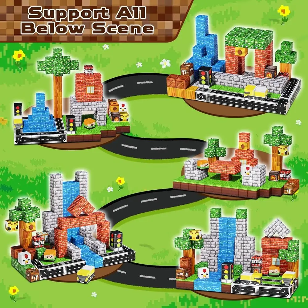 어린이용 자석 블록 세트 4-8세, STEM 교육용 큐브, 3-12세 선물