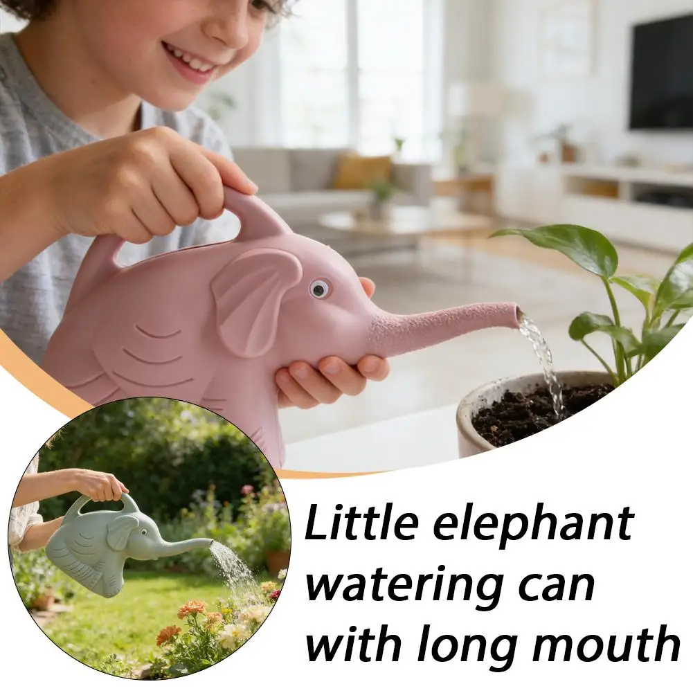 Watering Can Cute Elephant Long Spout PP Plastic Plant Sprinkling Pot Gardening Tools Indoor Outdoor Flower Water Bottle