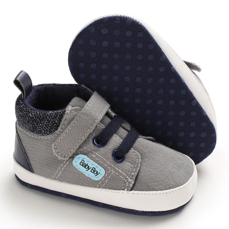 Frühling und Herbst neue modische und schlichte High-Top-Stoffschuhe für Neugeborene, bequeme Lauflernschuhe mit weicher Sohle für Anfänger – Detail 6