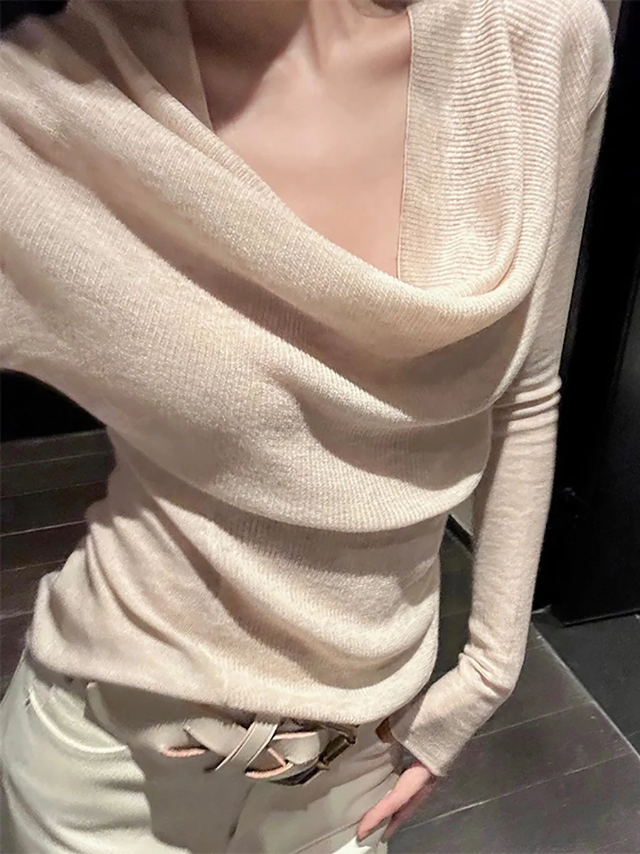 

Тонкий вязаный свитер Slim Fit в двух цветах: молочный чай и овсяный, из полиэстера, шерсти и акрила, с длинными рукавами, круглым вырезом, для ранней весны.