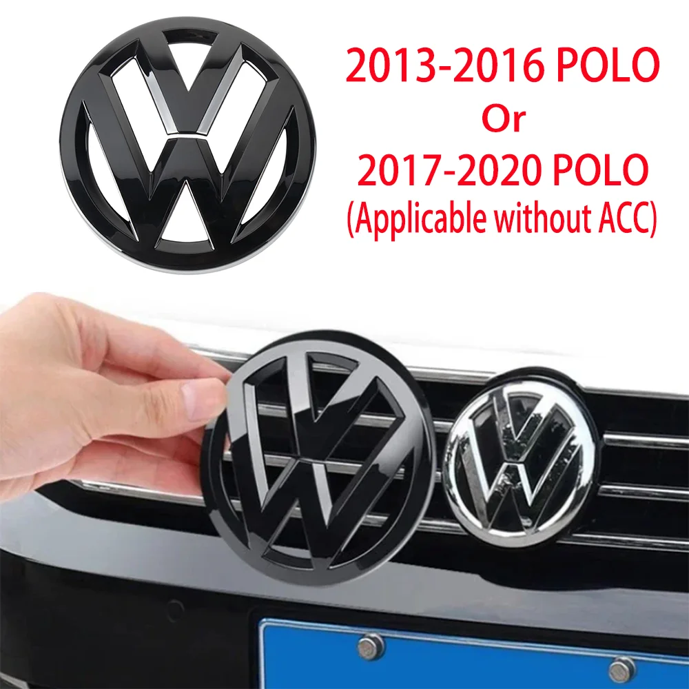 1pc New Glossy/Matte/Carbon fiber Black Car Front Grill Badge Emblem Stickers For VW Polo 2013-2016 17-20 Car Logo Accessories