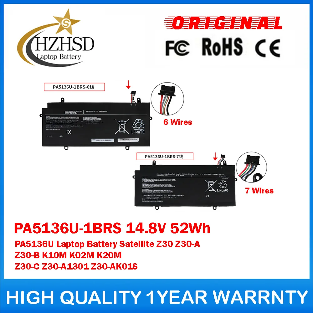 

PA5136U-1BRS 14.8V 52Wh PA5136U Genuine Original Laptop Battery For Toshiba Satellite Z30 Z30-A Z30-B K10M K20M Z30-C Z30-A1301