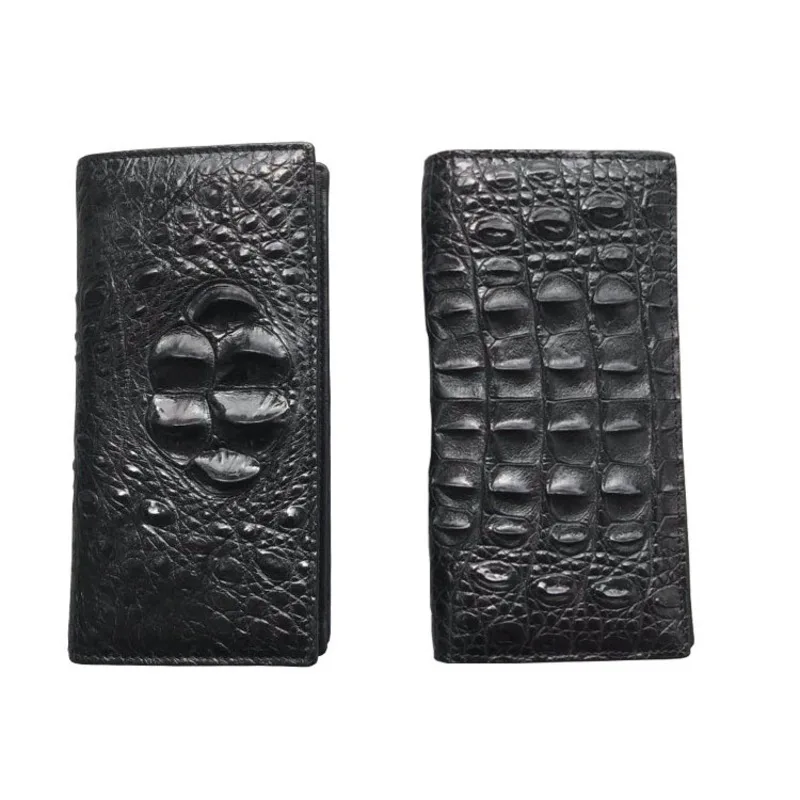 New Thai Casual True Crocodile Back Bone Skin Long Fashionable and Trendy Male Wallet Mens Coin Purses Holders кошелек мужской