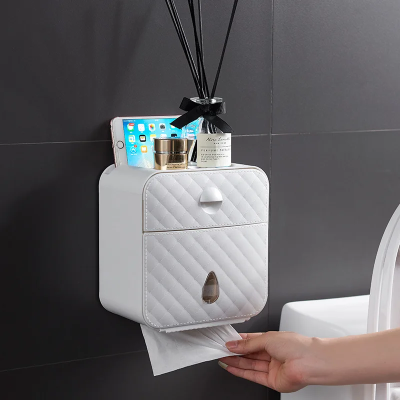 Toilet Paper Holder Waterproof Reel Tissue Holder Wall Mounted Wc Roll Paper Stand Case Tube Storage Box Bathroom Accessories
