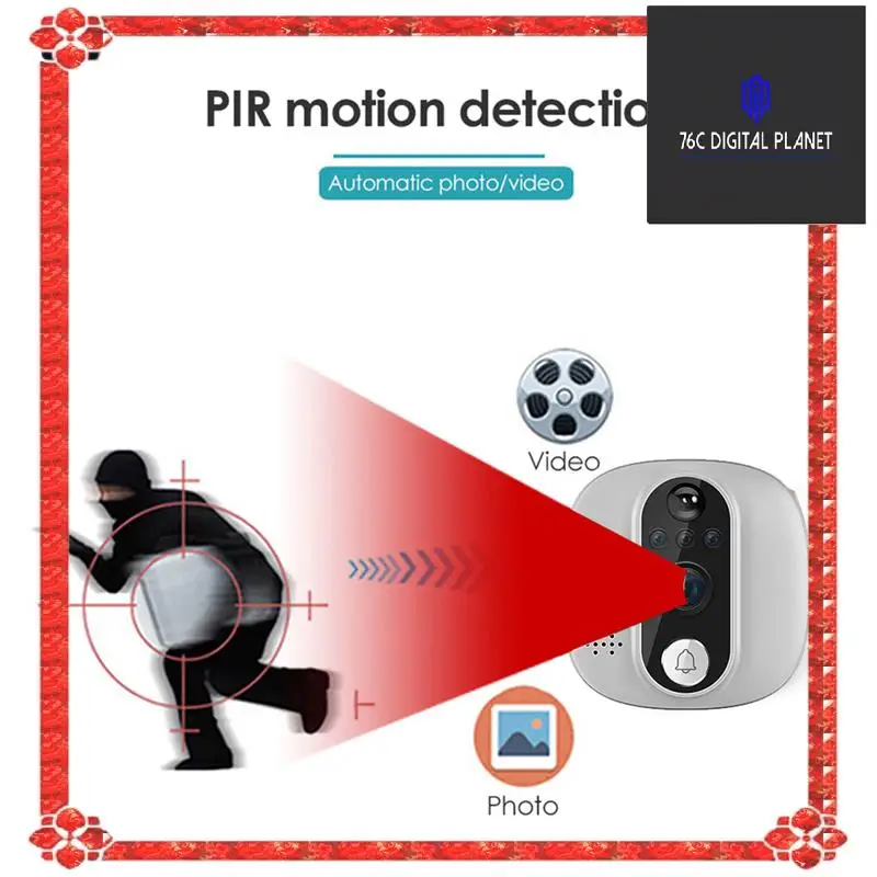 

1Set PIR Door Eye Electronic Peephole Door Camera Viewer 4.5 Inch LCD Screen Digital Doorbell Silver