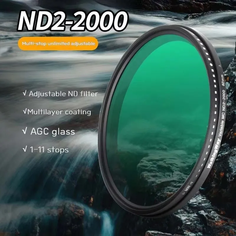 ウォーキングウェイフィルター調整可能なnd2-2000フィルターndカメラレンズフィルターagcガラス光学減光フィルターdslrカメラ用
