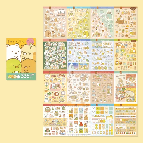 335 개/갑 Kawaii Sumikko Gurashi 장식 스티커 책 스크랩북 라벨 일기 편지지 전화 저널 어린이 장난감에 적합