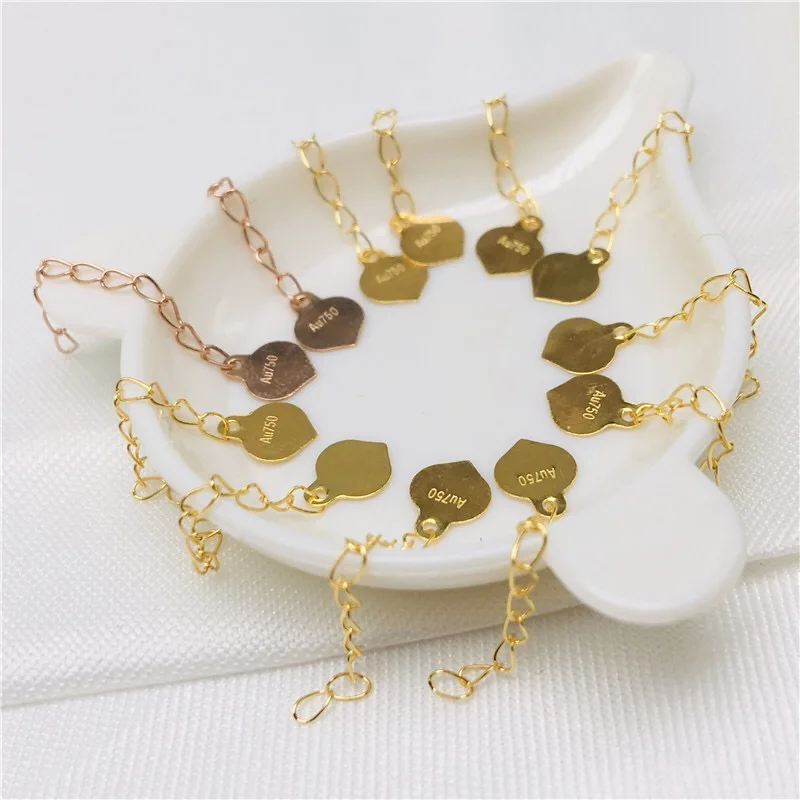 18k Yellow Gold Au750 DIY Finding Extended Chains 4cm Necklace Bracelet Extender with Tag for Hot Sale diy0022