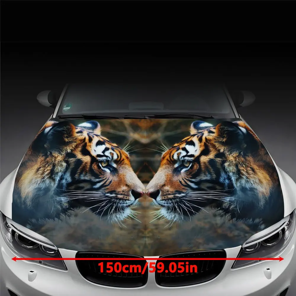 Ultimate Tiger Car Hood Wrap Package - Includes Wrap, Stickers, & Installation Tools, Complete Transformation Kit