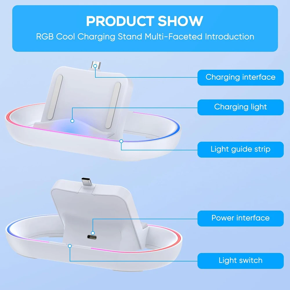 for Playstation Portal Charging Dock Station, Charger Stand for Ps Portal with RGB Light and USB C Charging Cable